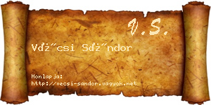 Vécsi Sándor névjegykártya