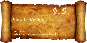 Vécsi Sándor névjegykártya